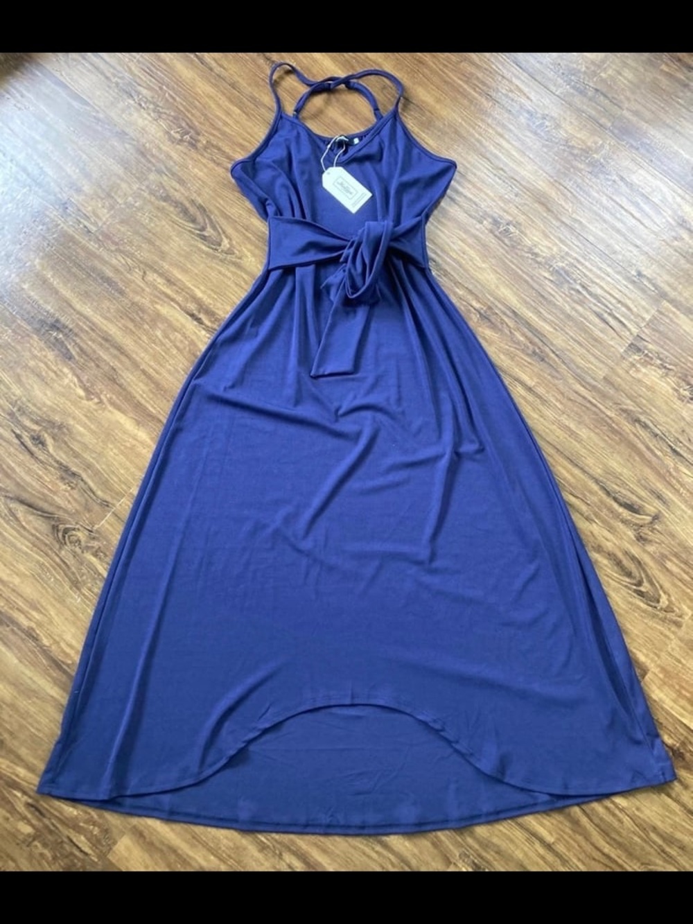 Molliya Navy Blue Maxi Dress with Waist Tie Size Medium NWT Event Guest